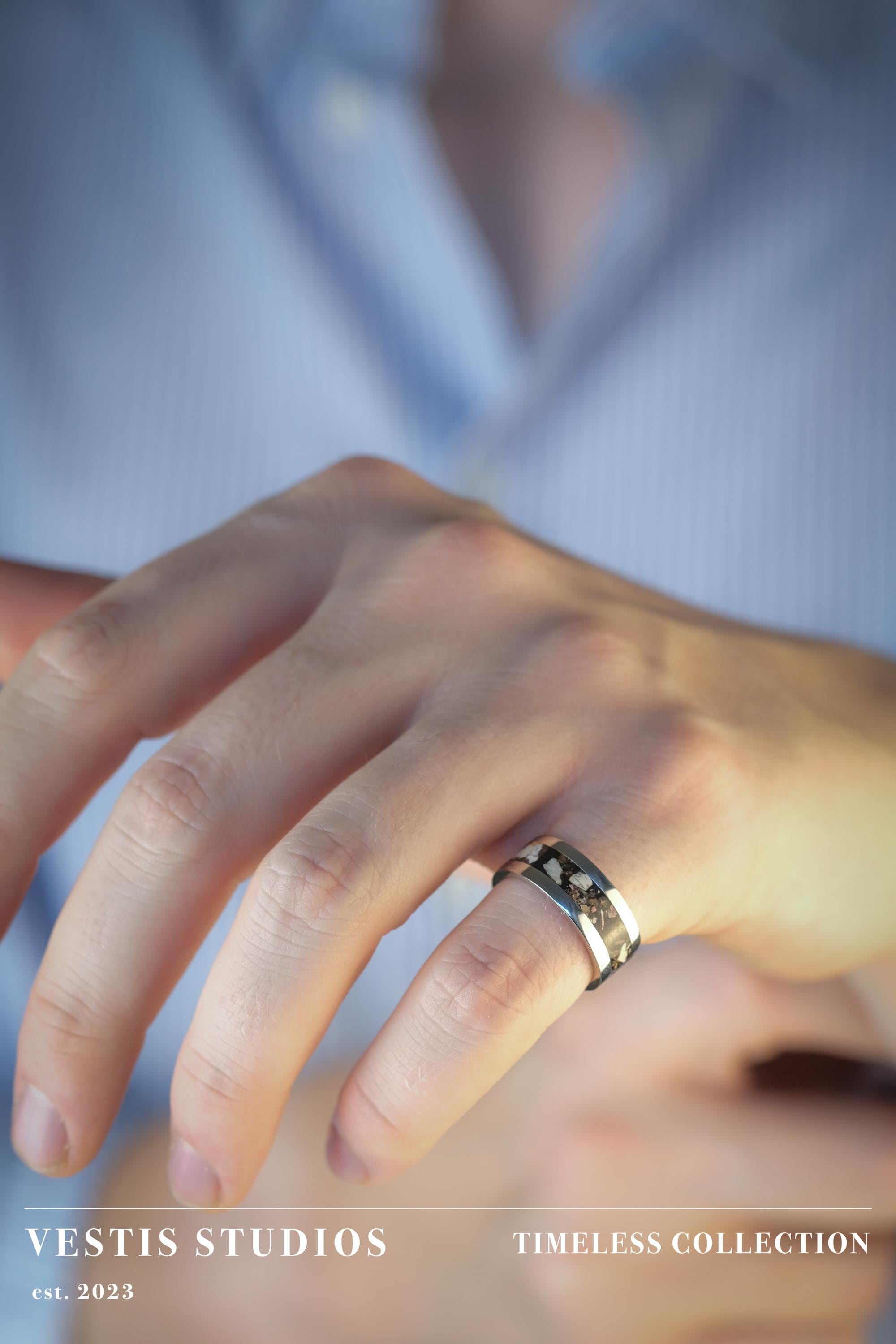 Spinosaurus, Raptor & Diplodocus Fossil Ring – Steel