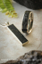 Diplodocus Fossil Jewellery Set – Titanium Ring & Silver Necklace Gift Bundle