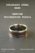 Triceratops Fossil Ring – Steel