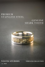 Shark Tooth Fossil Ring – Steel