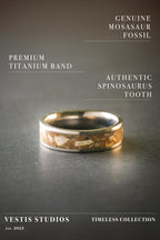 Mosasaur & Spinosaurus Fossil Ring – Titanium