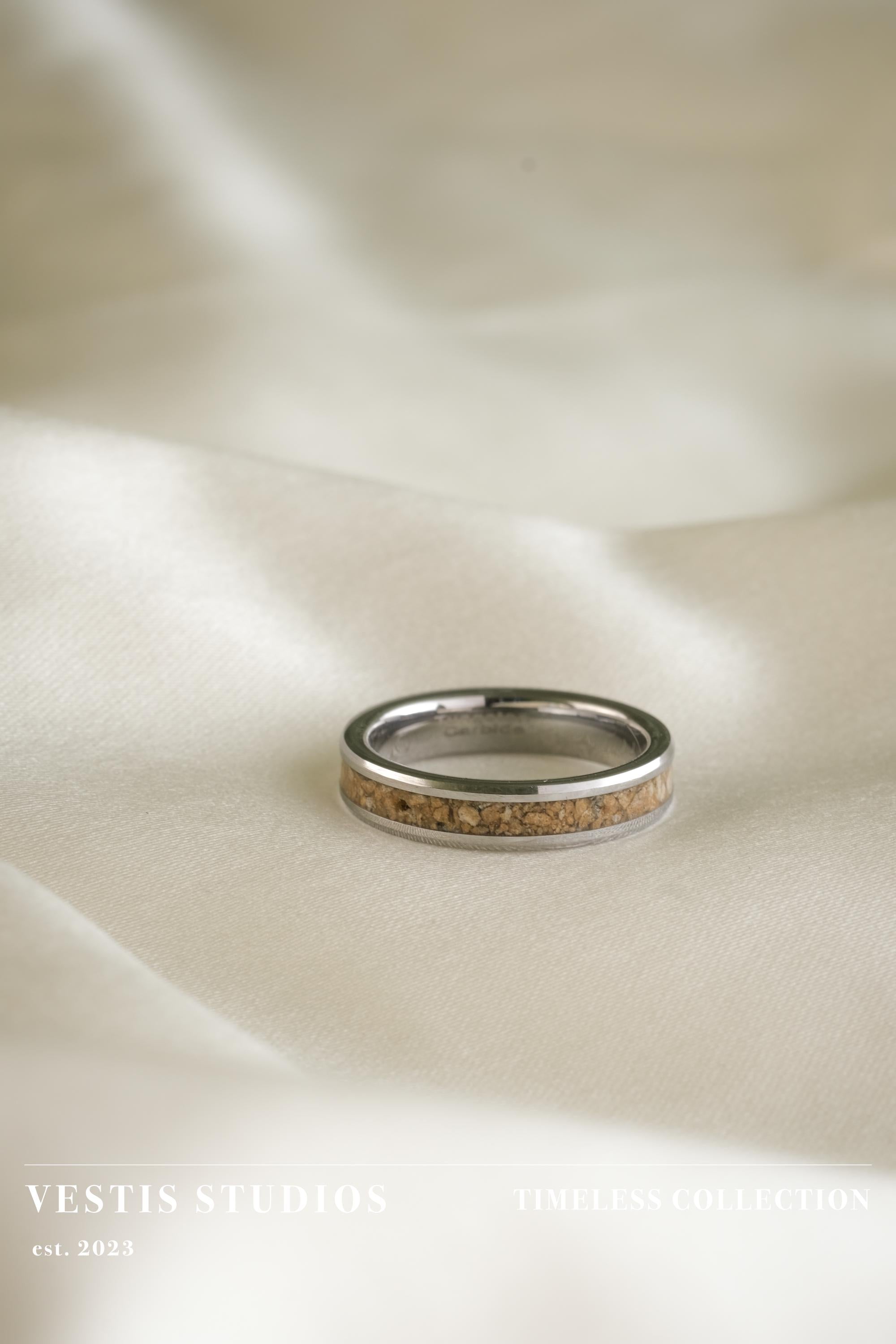 Mosasaur Fossil Wedding Ring Set – Tungsten