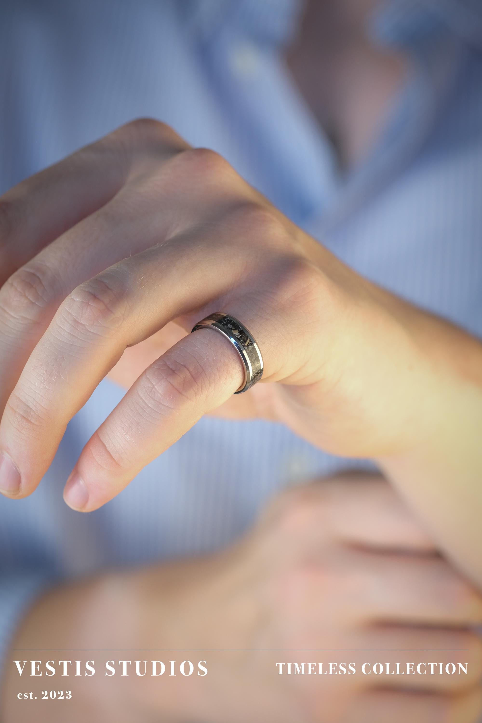 Megalodon Fossil Jewellery Set – Tungsten Ring & Silver Necklace Gift Bundle