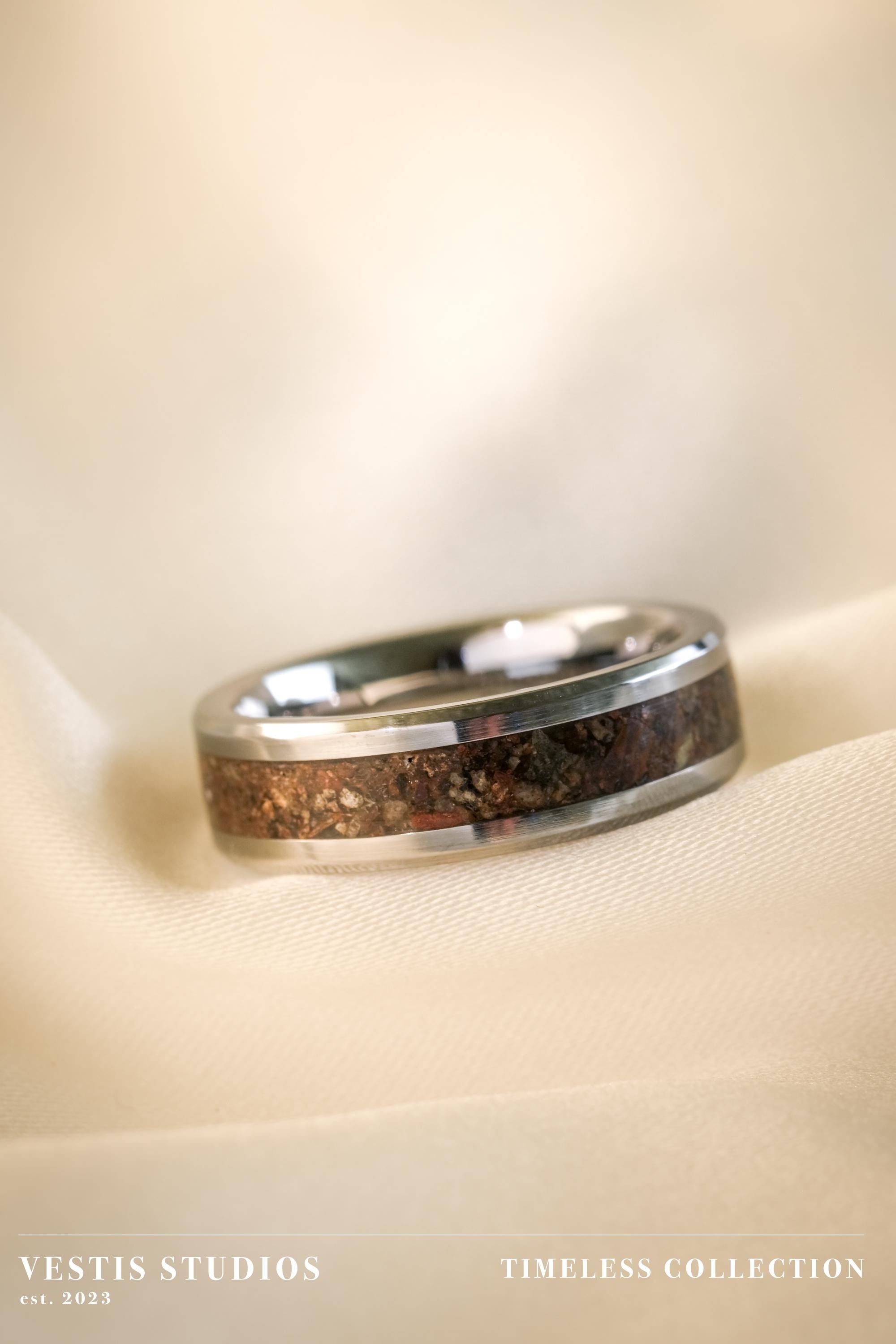 Triceratops Fossil Ring – Tungsten Carbide