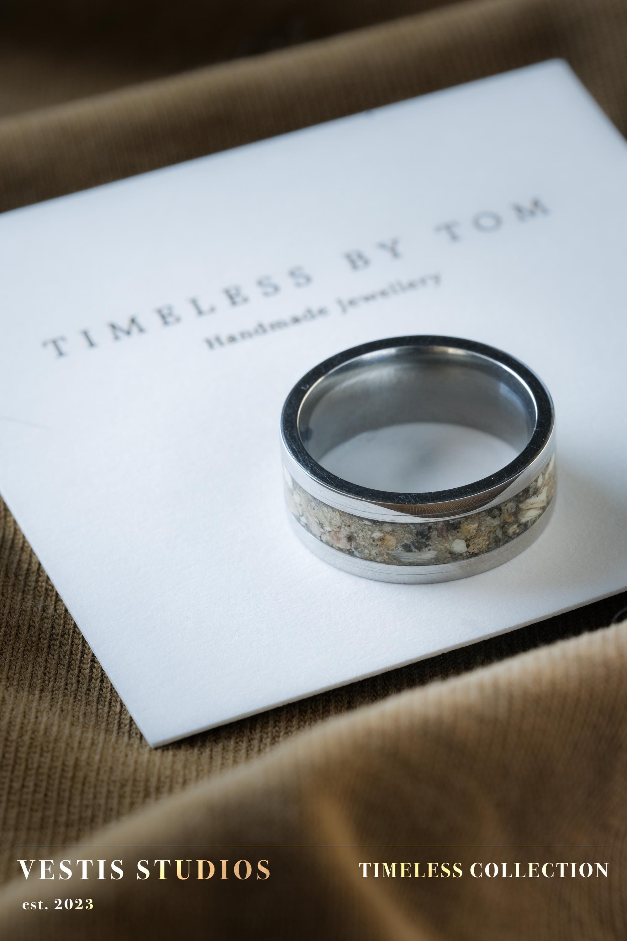 Shark Tooth Fossil Ring – Steel