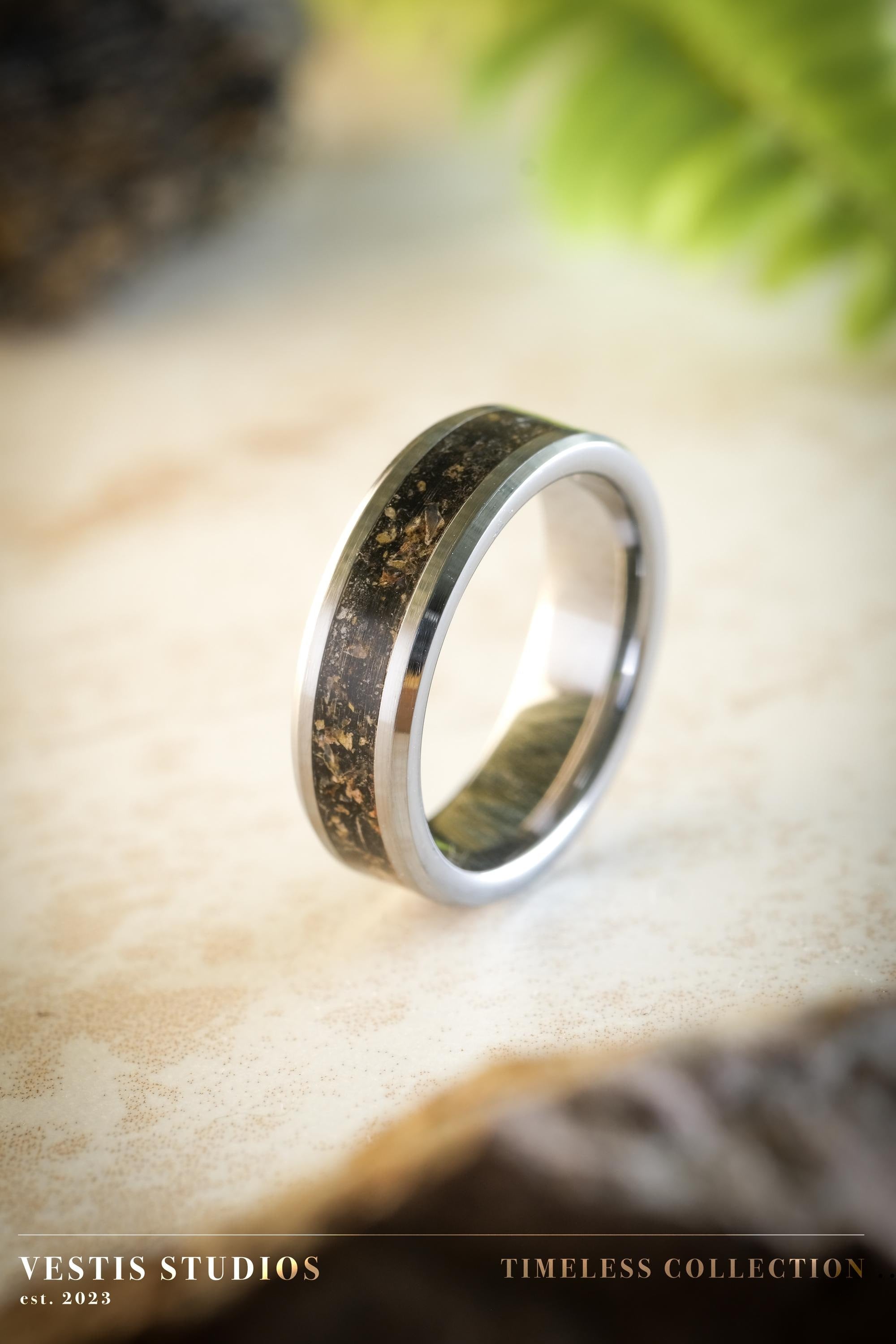 Diplodocus Fossil Ring – Tungsten Carbide