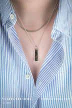 Diplodocus & Meteorite Fossil Necklace – Sterling Silver