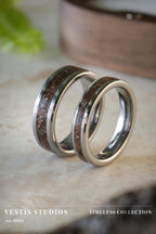 Triceratops Fossil Wedding Ring Set – Tungsten