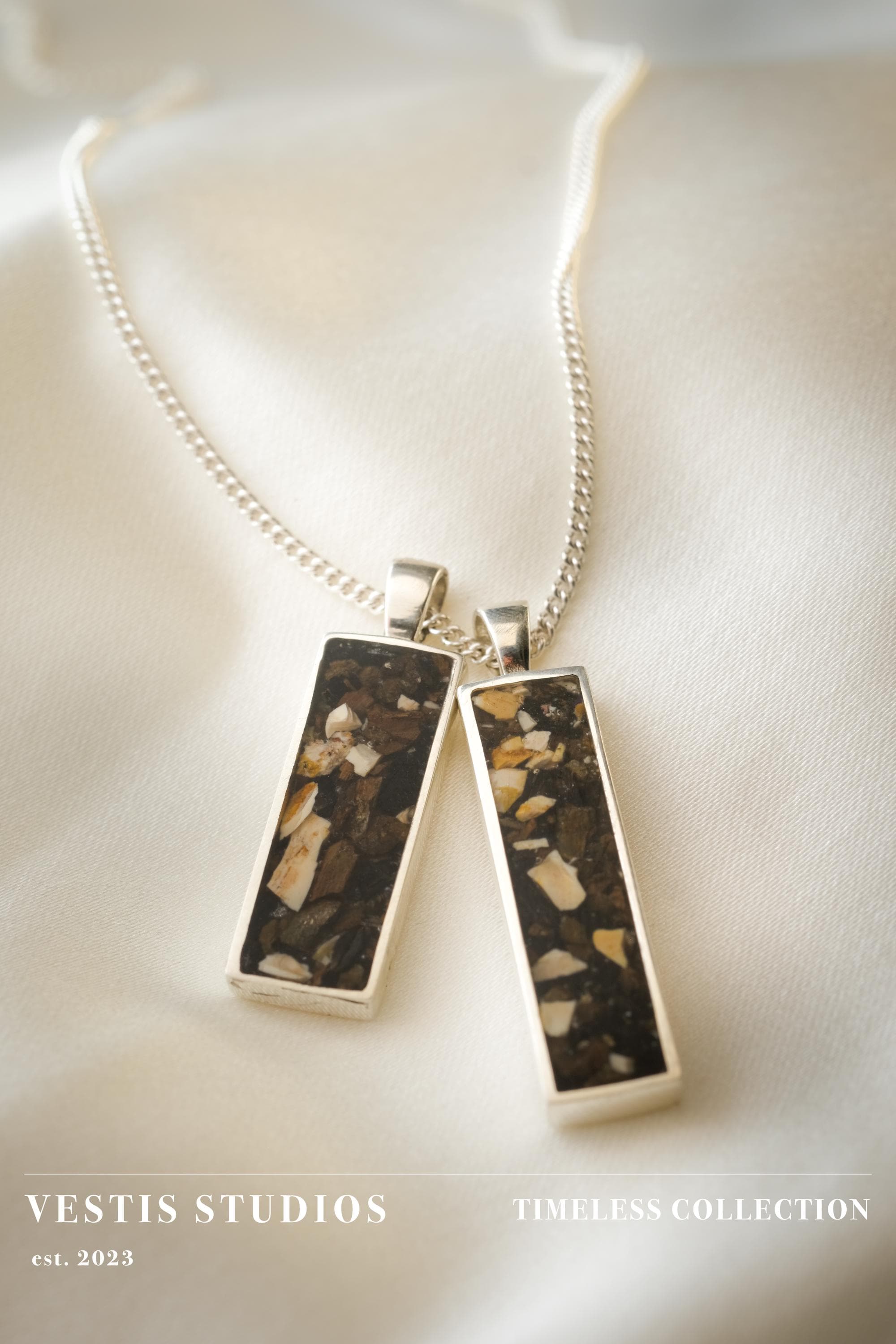 Raptor, Diplodocus & Spinosaurus Fossil Necklace – Sterling Silver