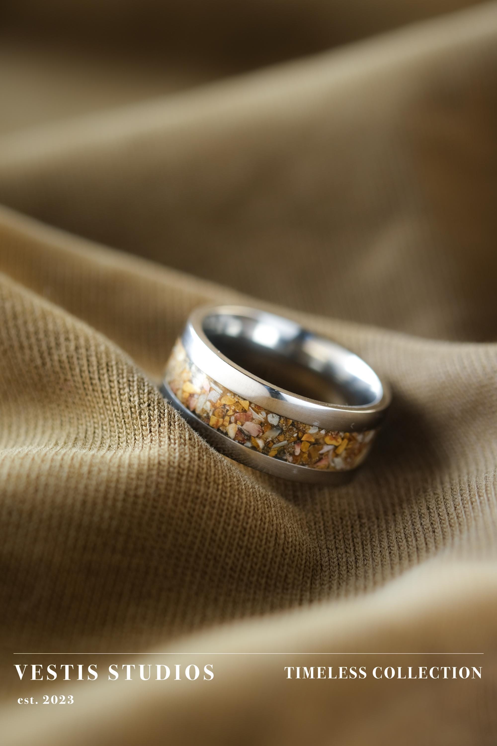 Spinosaurus Tooth Fossil Ring – Steel