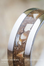 Spinosaurus Tooth & Mosasaur Fossil Ring – Steel