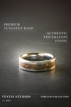Triceratops Fossil Ring – Tungsten Carbide