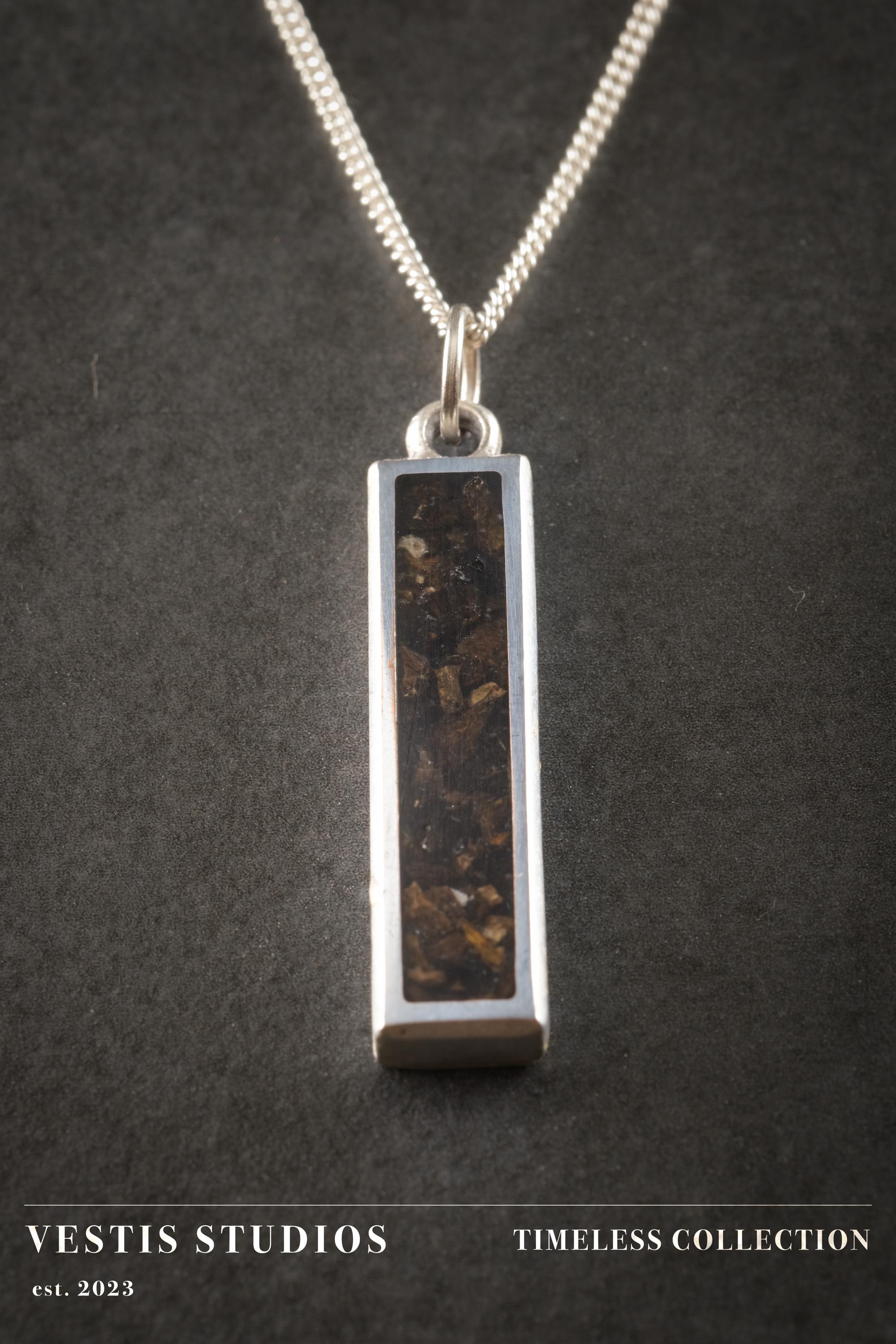 Hadrosaur Fossil Necklace – Plated Silver