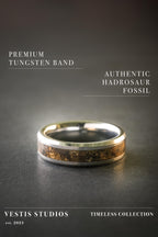 Hadrosaur Fossil Ring – Tungsten Carbide