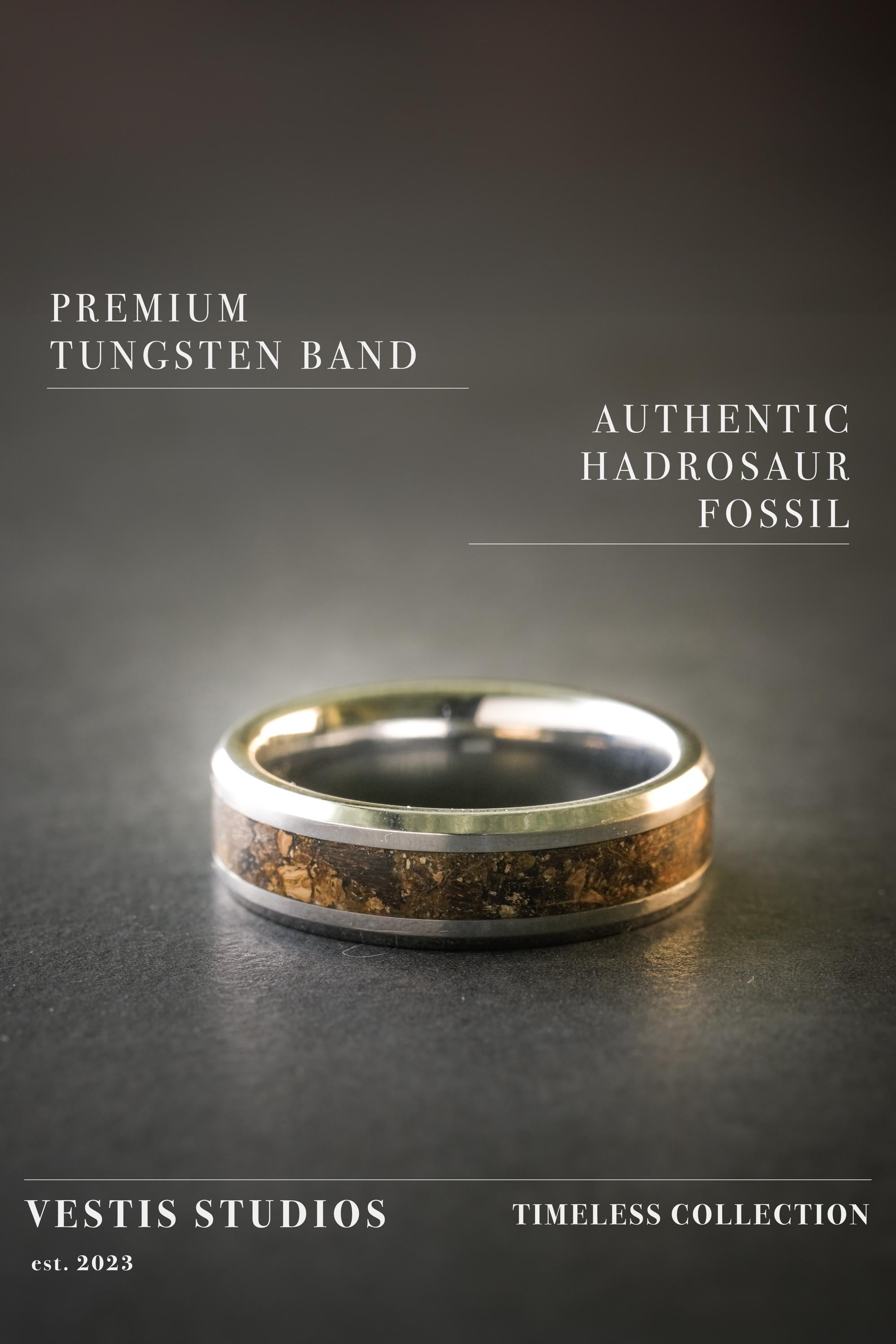 Hadrosaur Fossil Ring – Tungsten Carbide