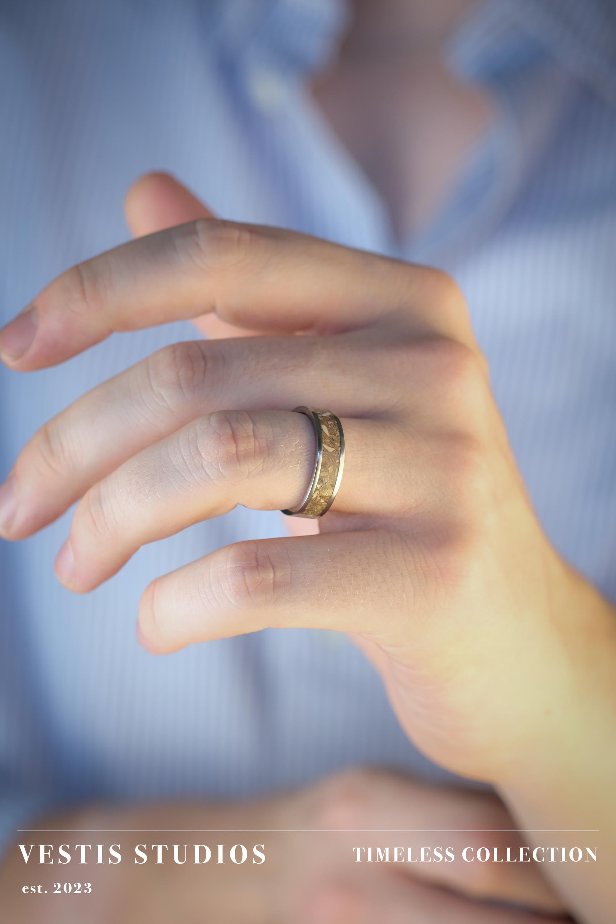 Mosasaur & Spinosaurus Fossil Ring – Titanium