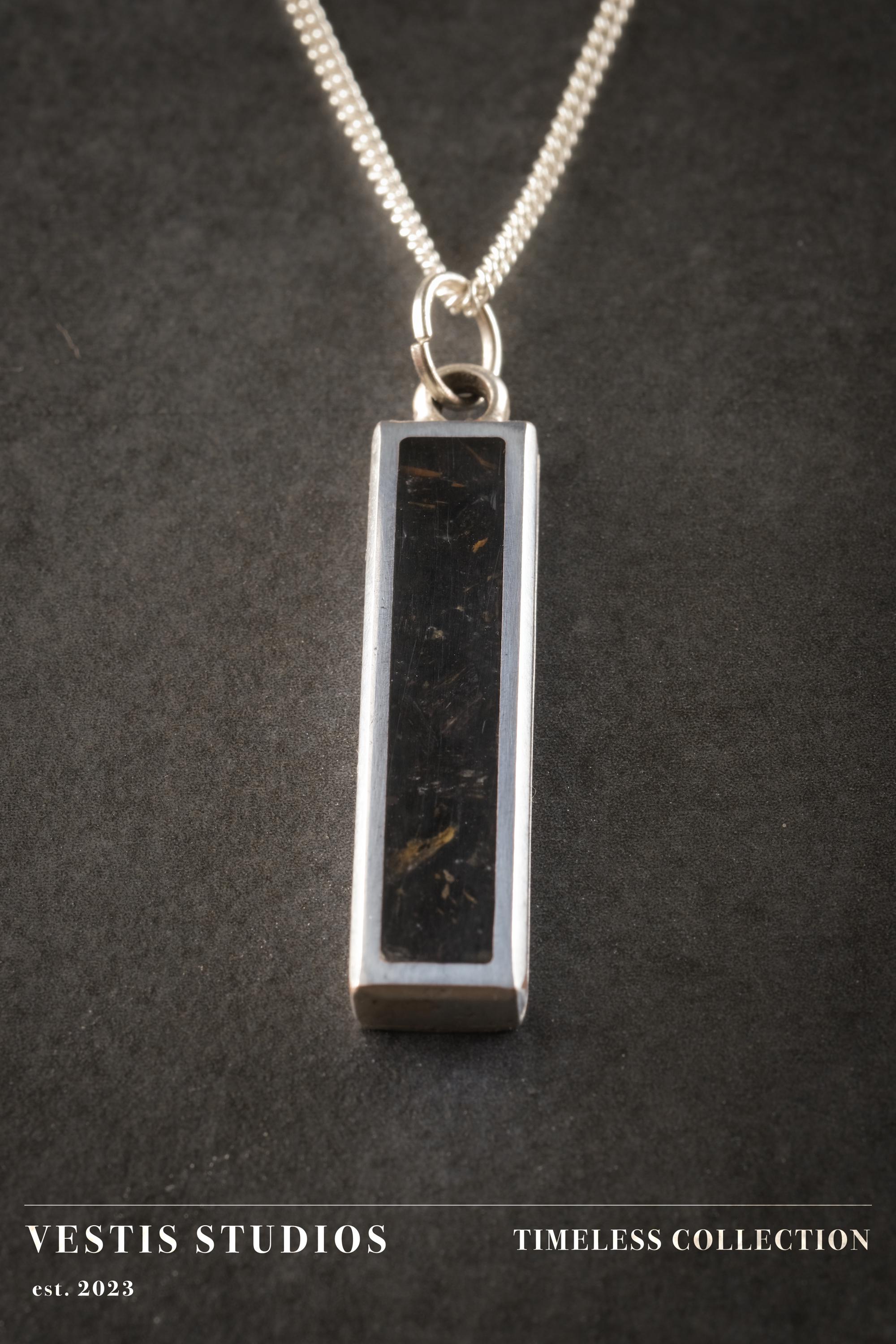 Diplodocus Fossil Necklace – Plated Silver