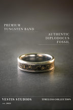 Diplodocus Fossil Jewellery Set – Titanium Ring & Silver Necklace Gift Bundle