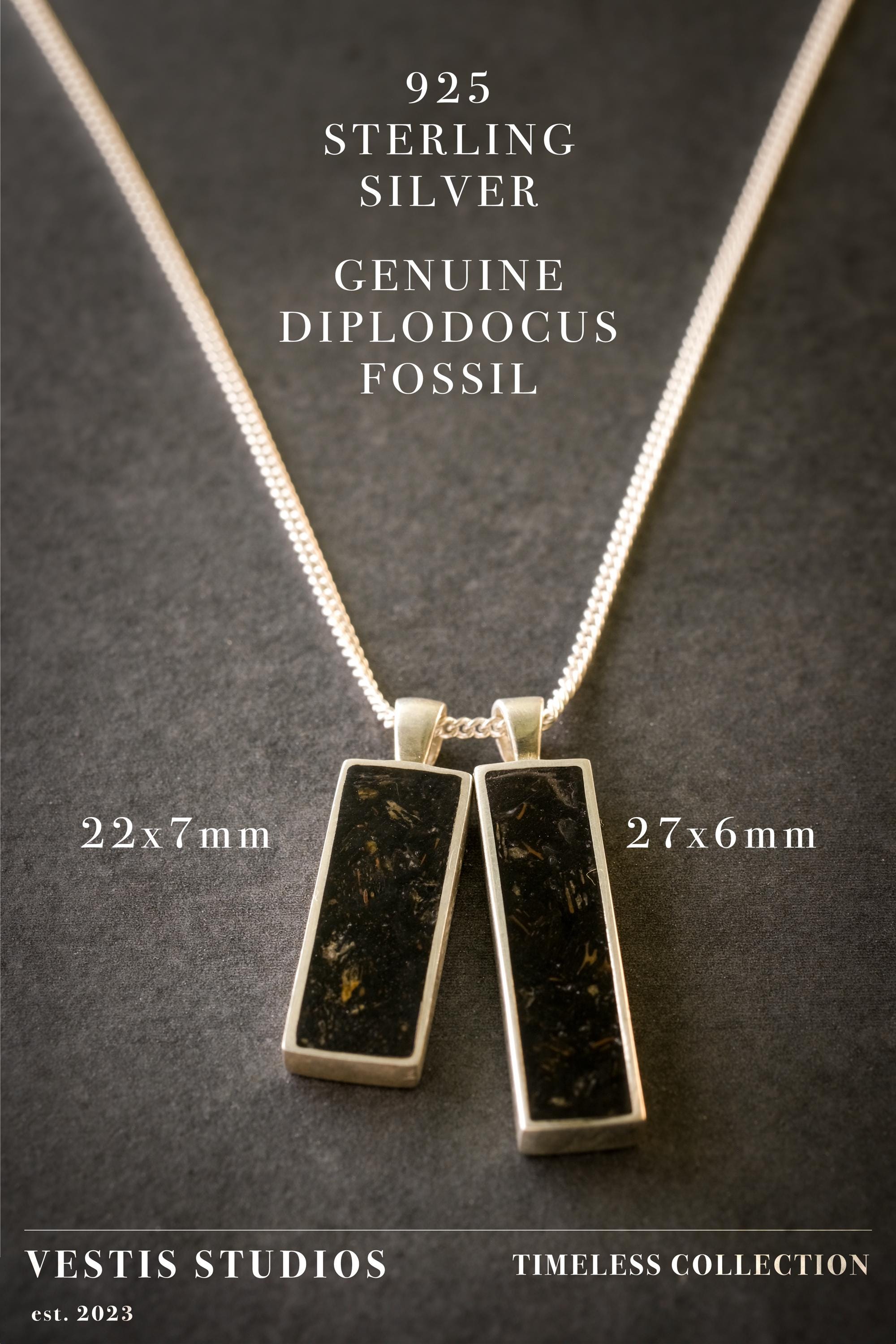 Diplodocus Fossil Necklace – Sterling Silver