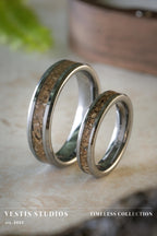 Mosasaur Fossil Wedding Ring Set – Tungsten