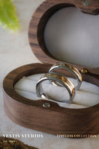 Spinosaurus, Triceratops & T. Rex Fossil Wedding Ring Set – Tungsten