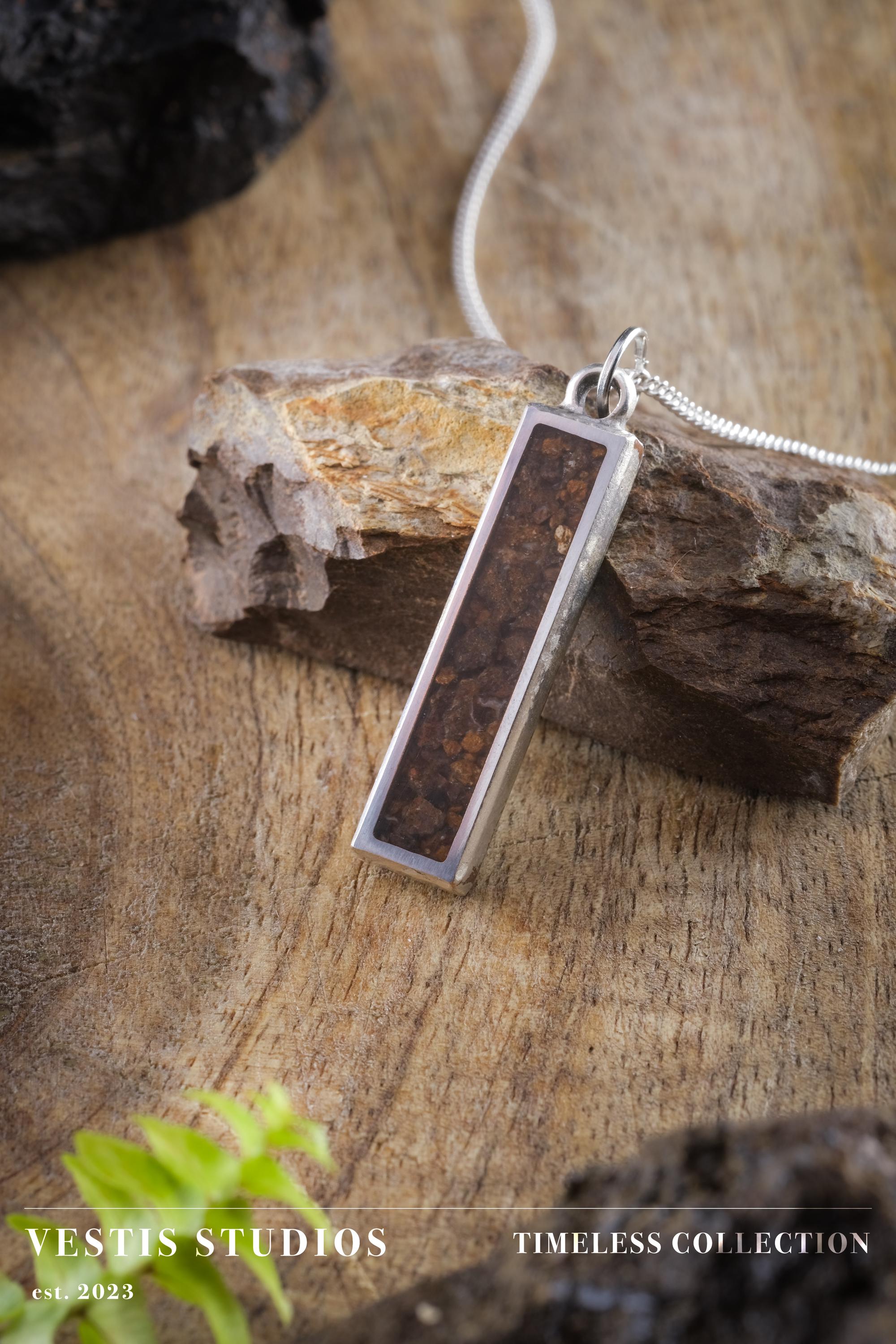 Triceratops Fossil Necklace – Plated Silver