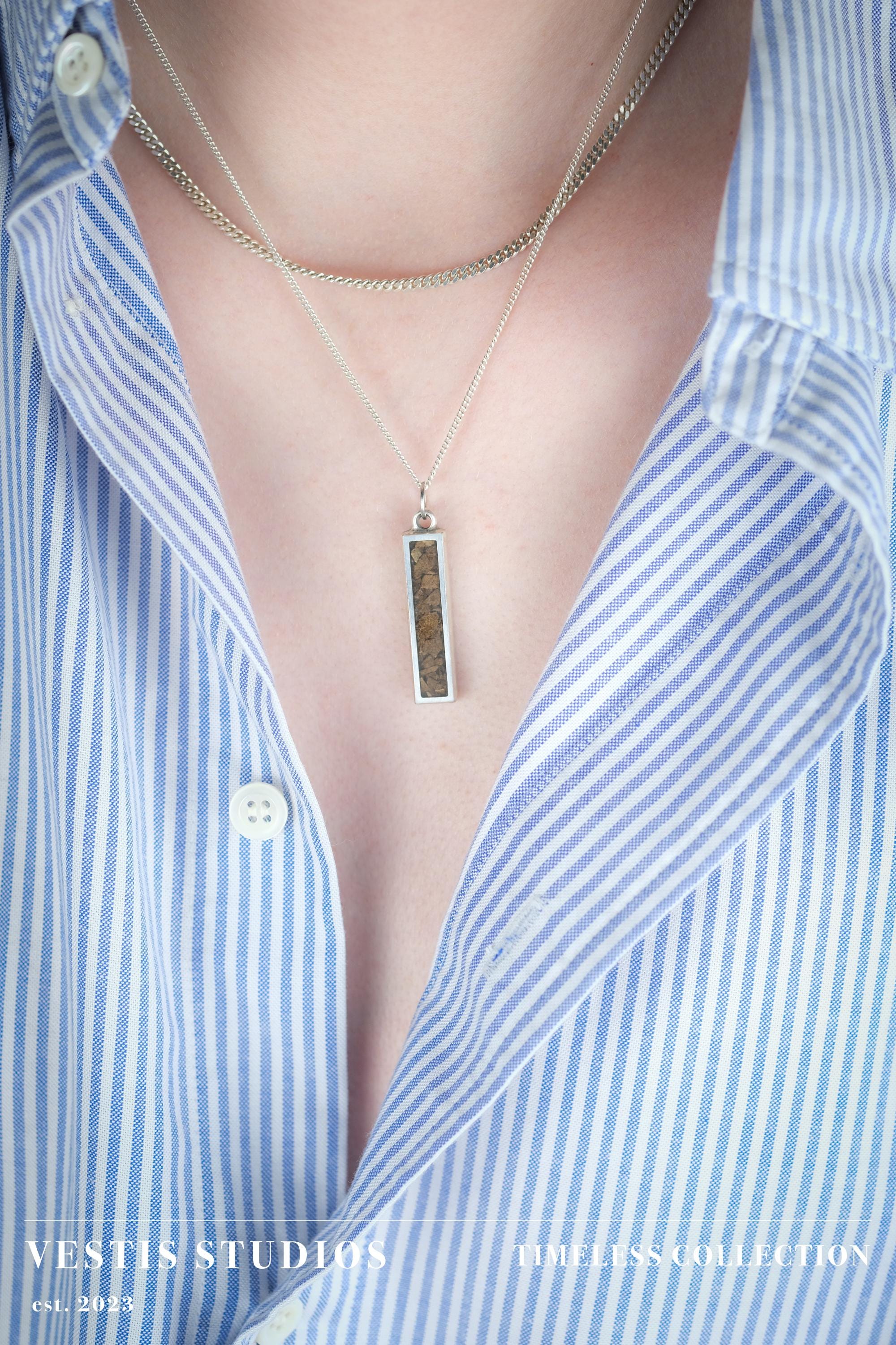 T. Rex Fossil Necklace – Plated Silver