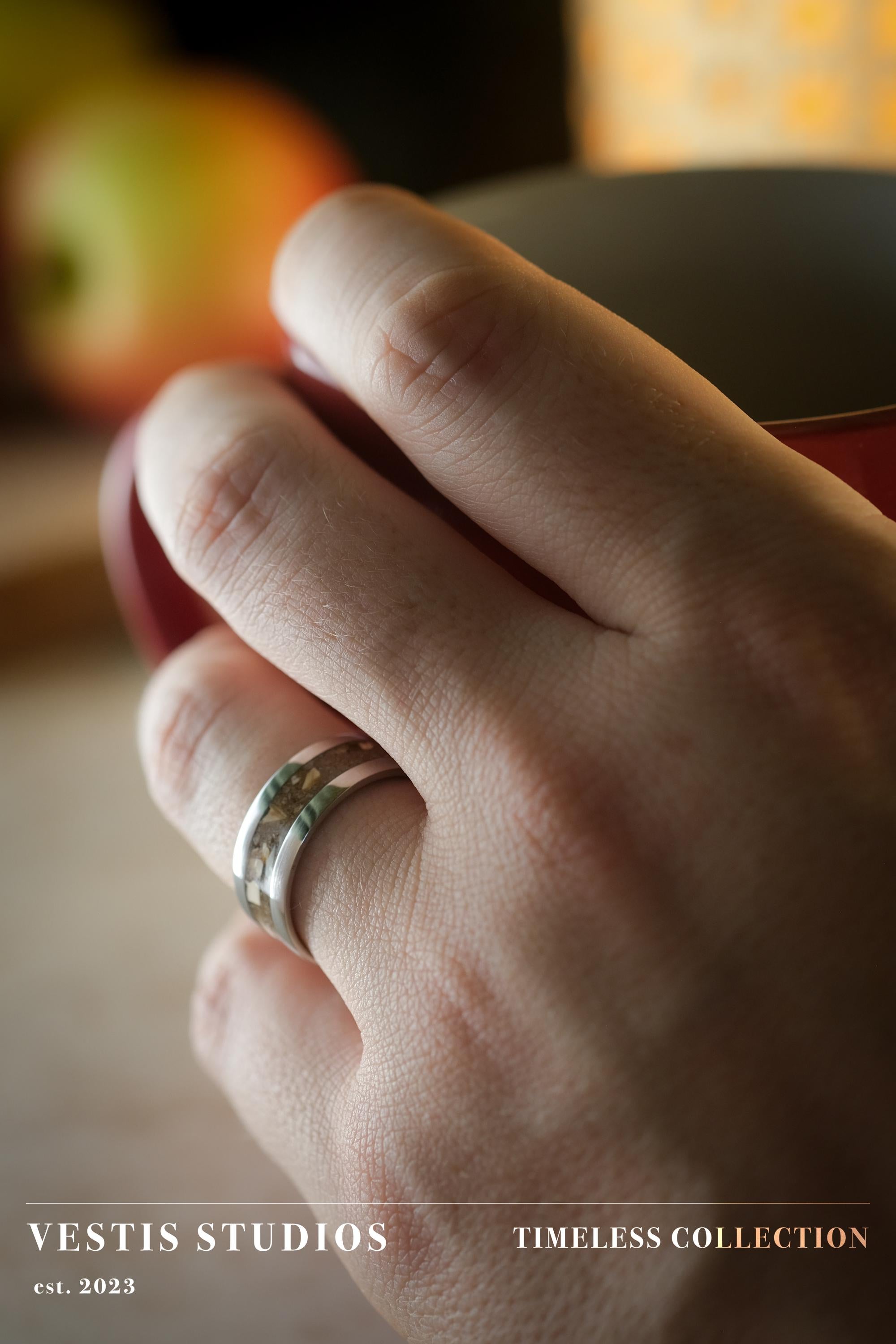 Spinosaurus Tooth & Mosasaur Fossil Ring – Steel