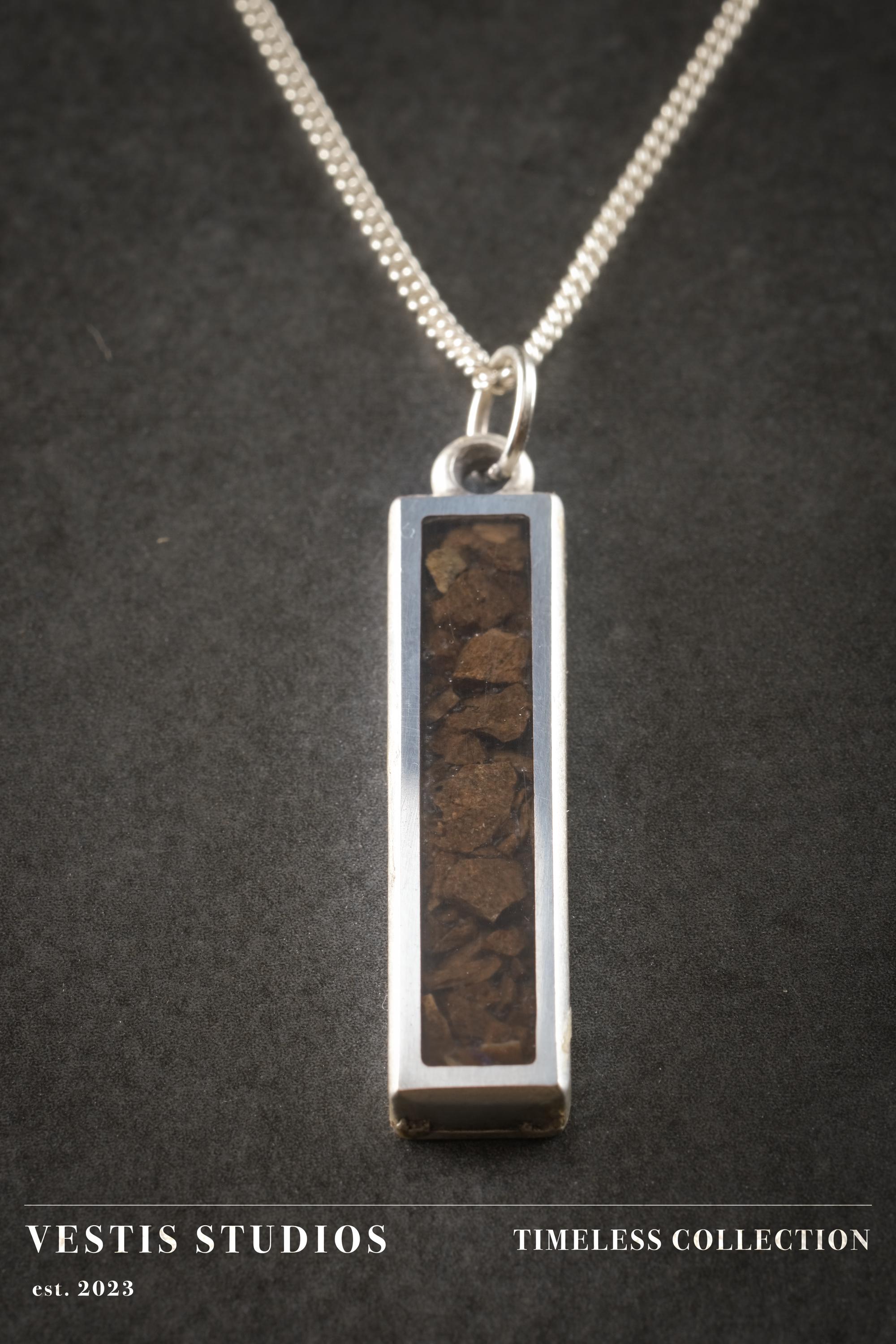 T. Rex Fossil Necklace – Plated Silver