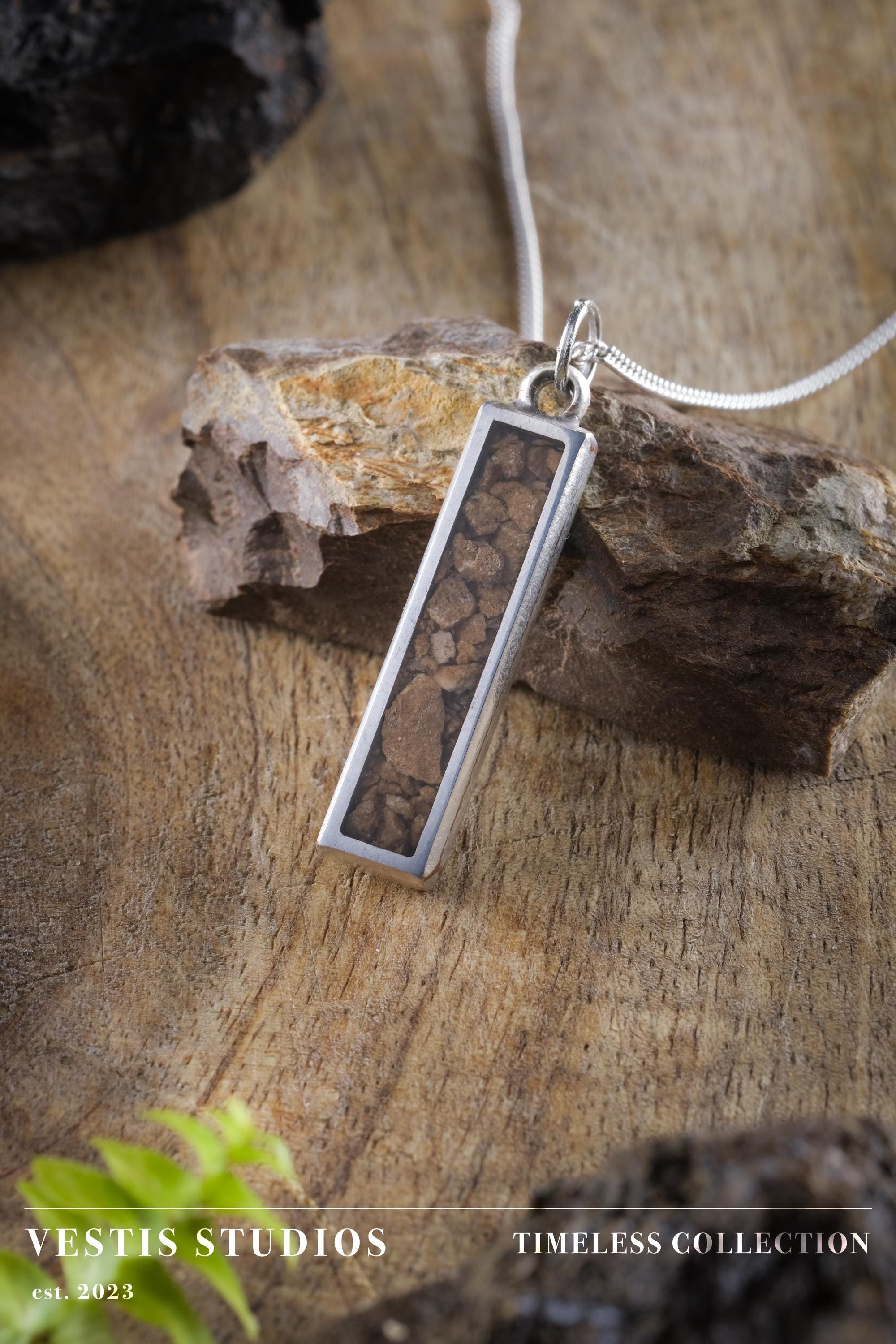 Mosasaur Fossil Necklace – Plated Silver