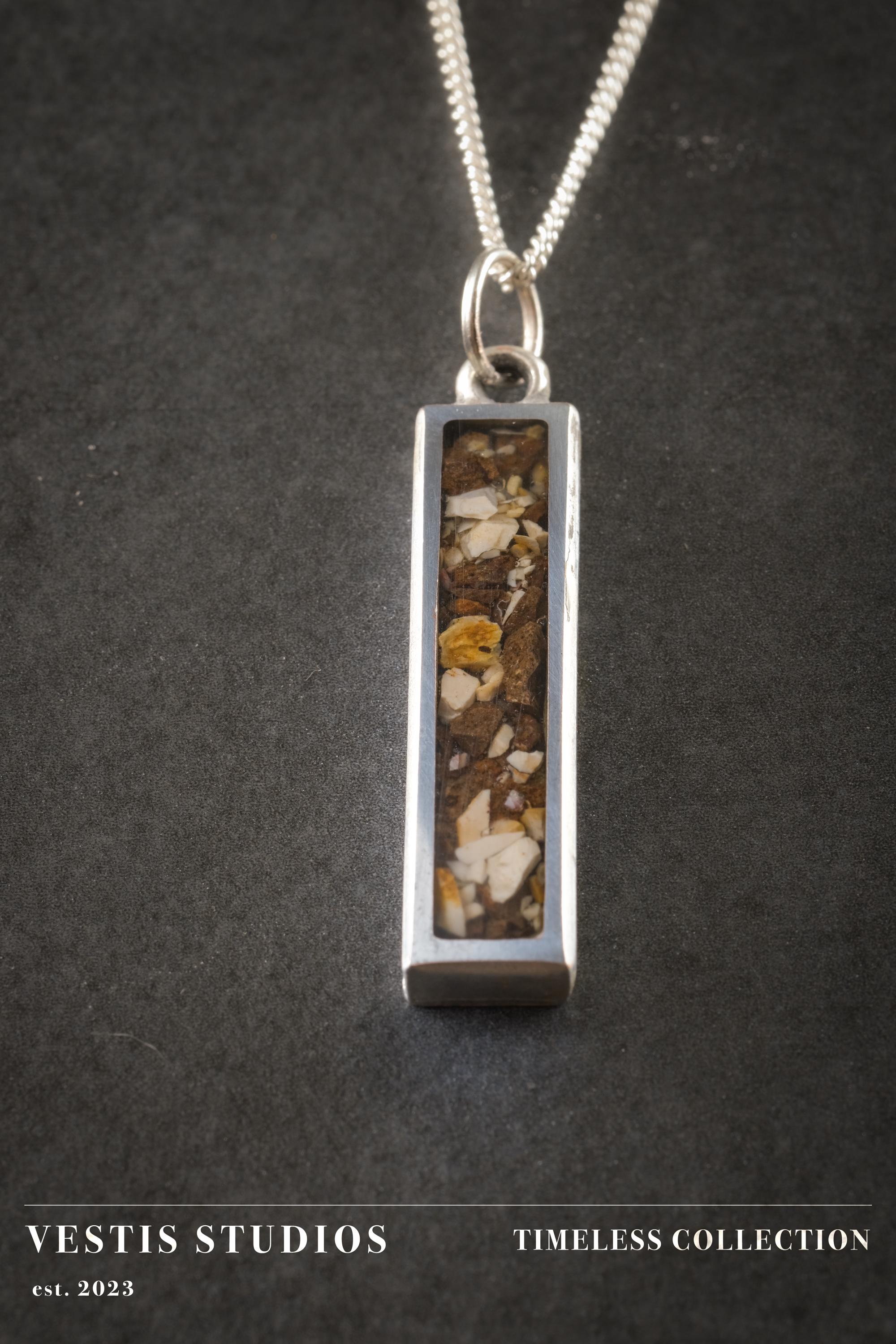 T. Rex, Triceratops & Spinosaurus Fossil Necklace – Plated Silver