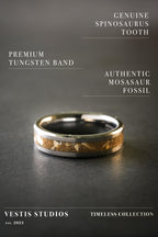 Mosasaur & Spinosaurus Fossil Ring – Tungsten Carbide