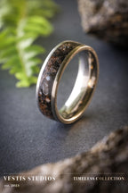 Diplodocus & Meteorite Fossil Ring – Titanium