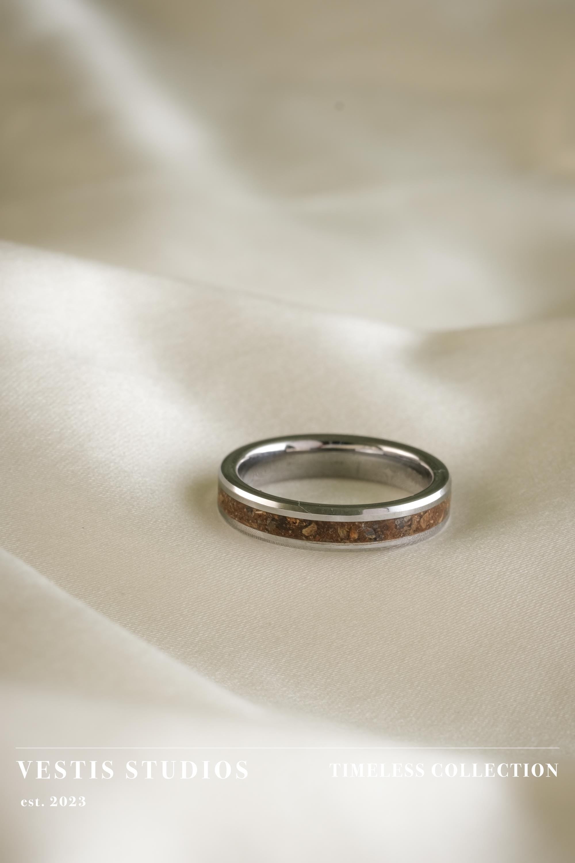 Triceratops Fossil Wedding Ring Set – Tungsten