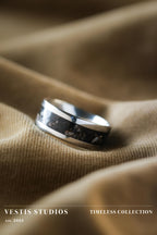 Diplodocus & Meteorite Fossil Ring – Steel