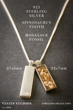 Mosasaur & Spinosaurus Fossil Necklace – Sterling Silver