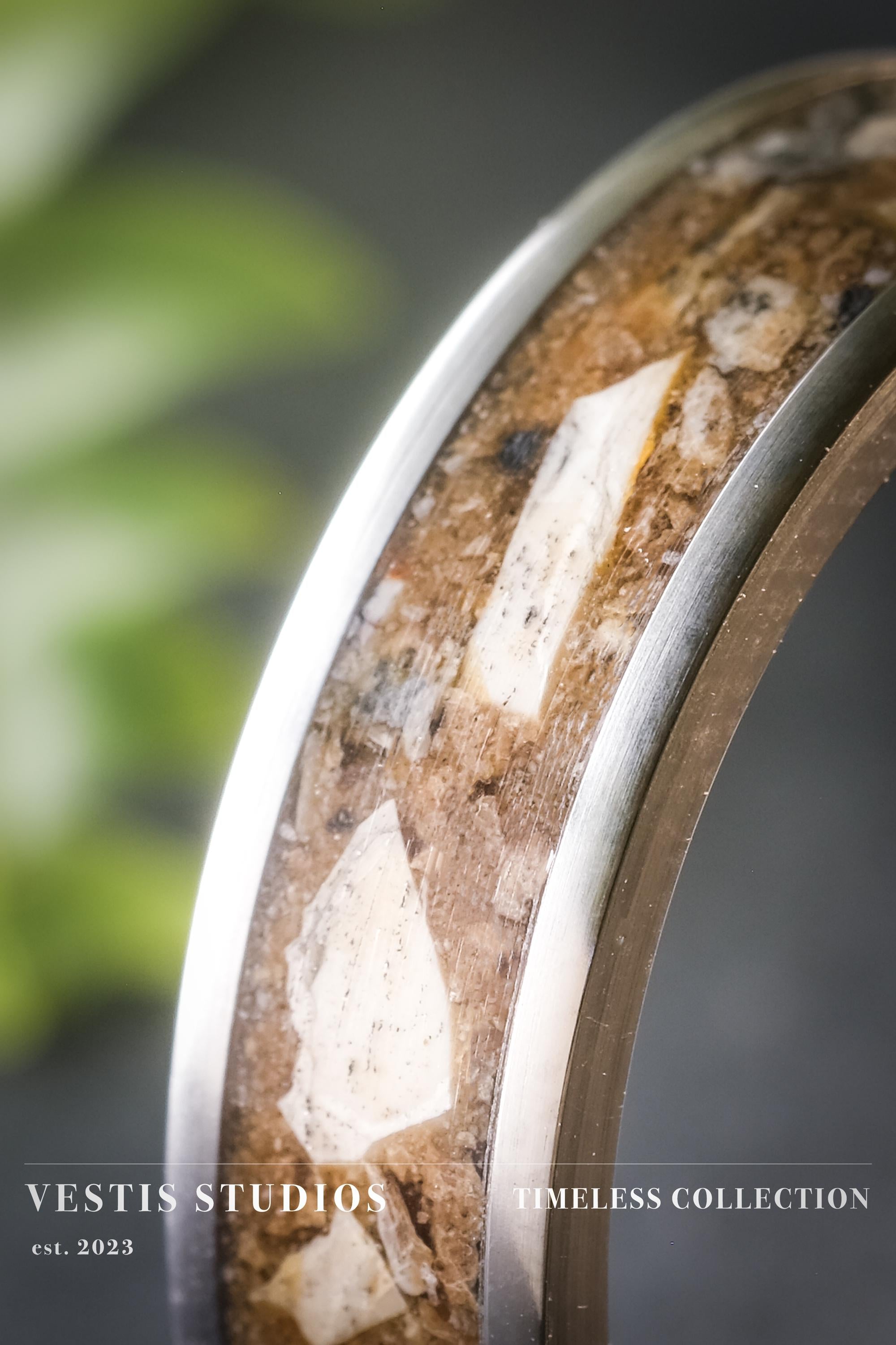 Mosasaur & Spinosaurus Fossil Ring – Titanium