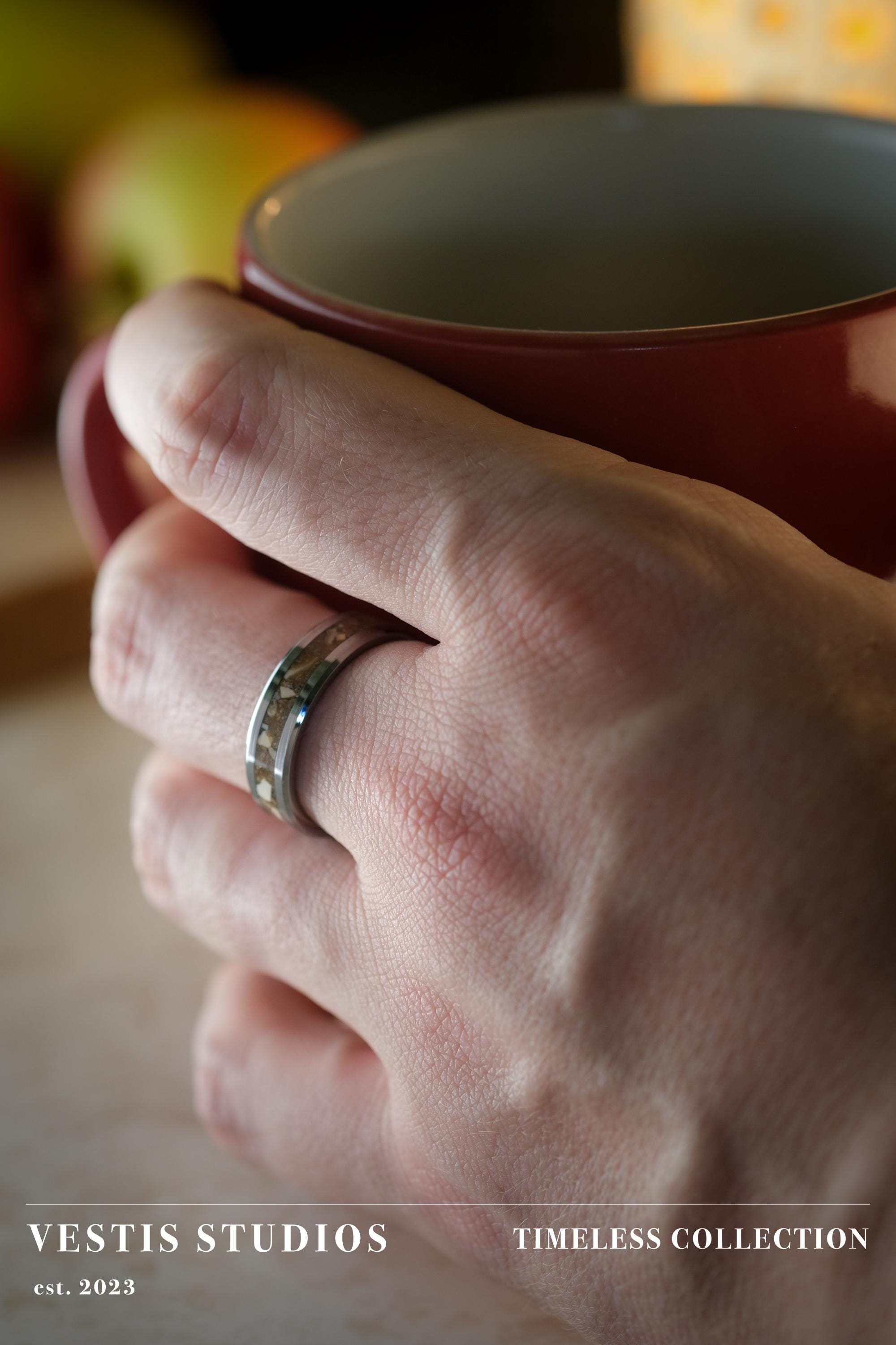 Mosasaur & Spinosaurus Fossil Ring – Tungsten Carbide