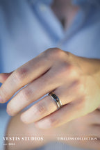 Diplodocus & Meteorite Fossil Ring – Tungsten Carbide