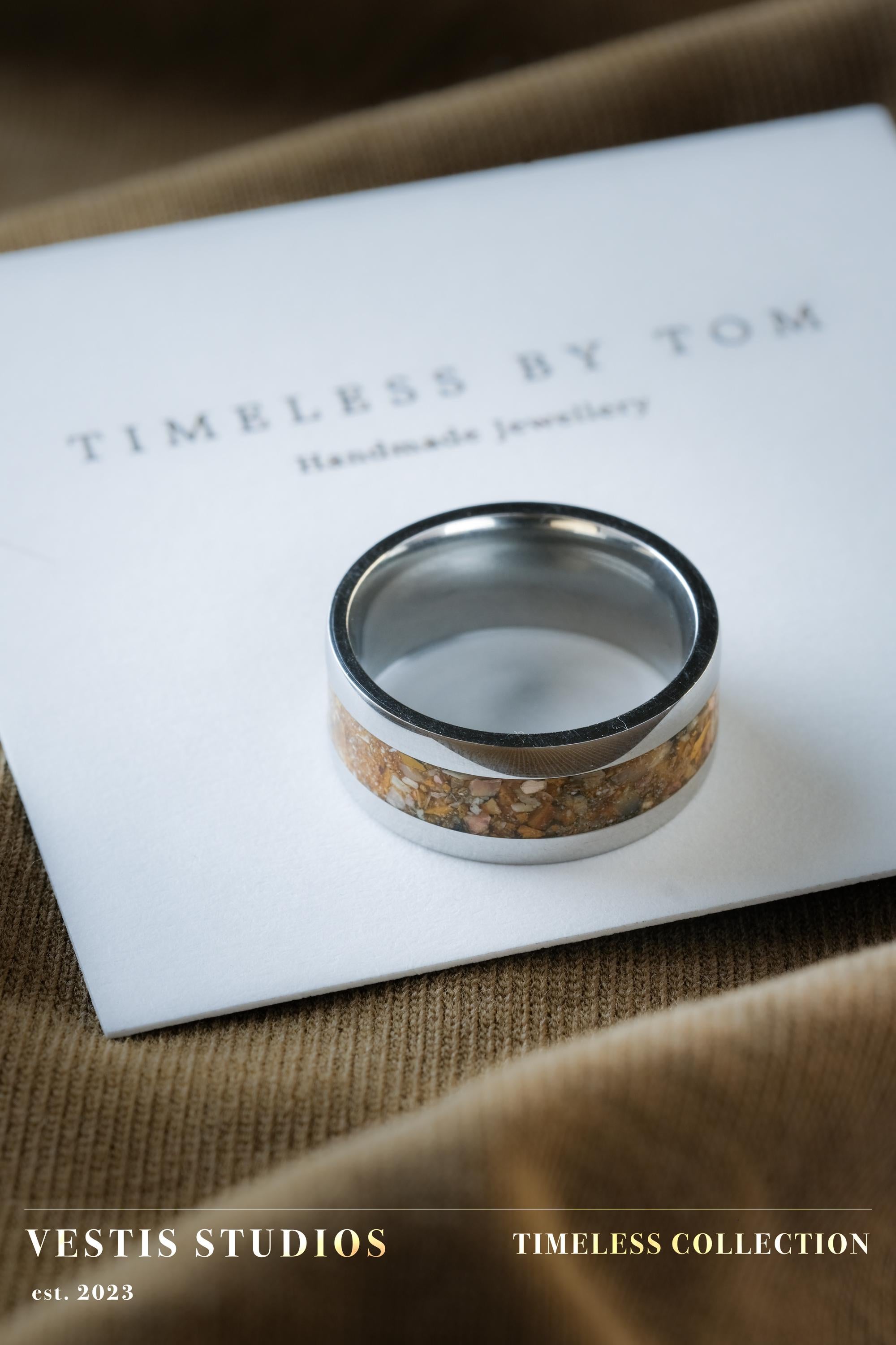 Spinosaurus Tooth Fossil Ring – Steel