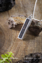 Diplodocus & Meteorite Fossil Necklace – Plated Silver