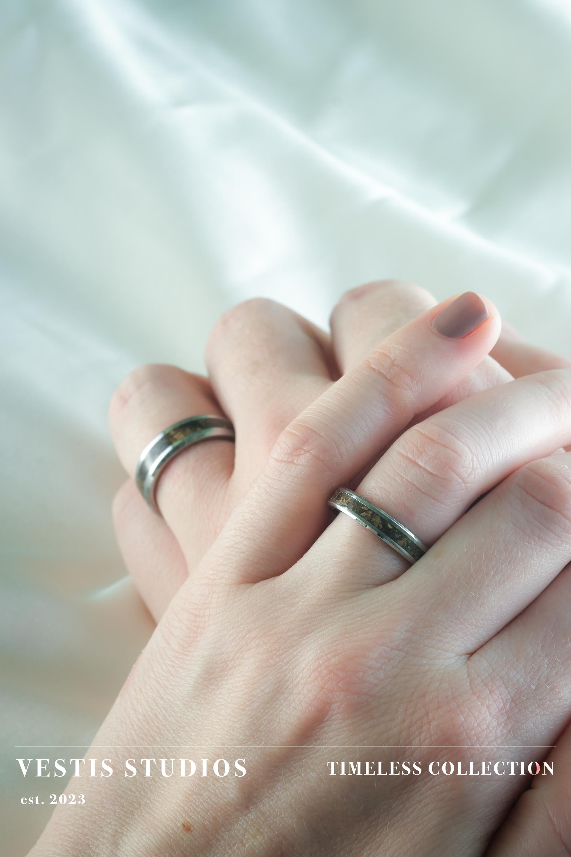 Hadrosaur Fossil Wedding Ring Set – Tungsten