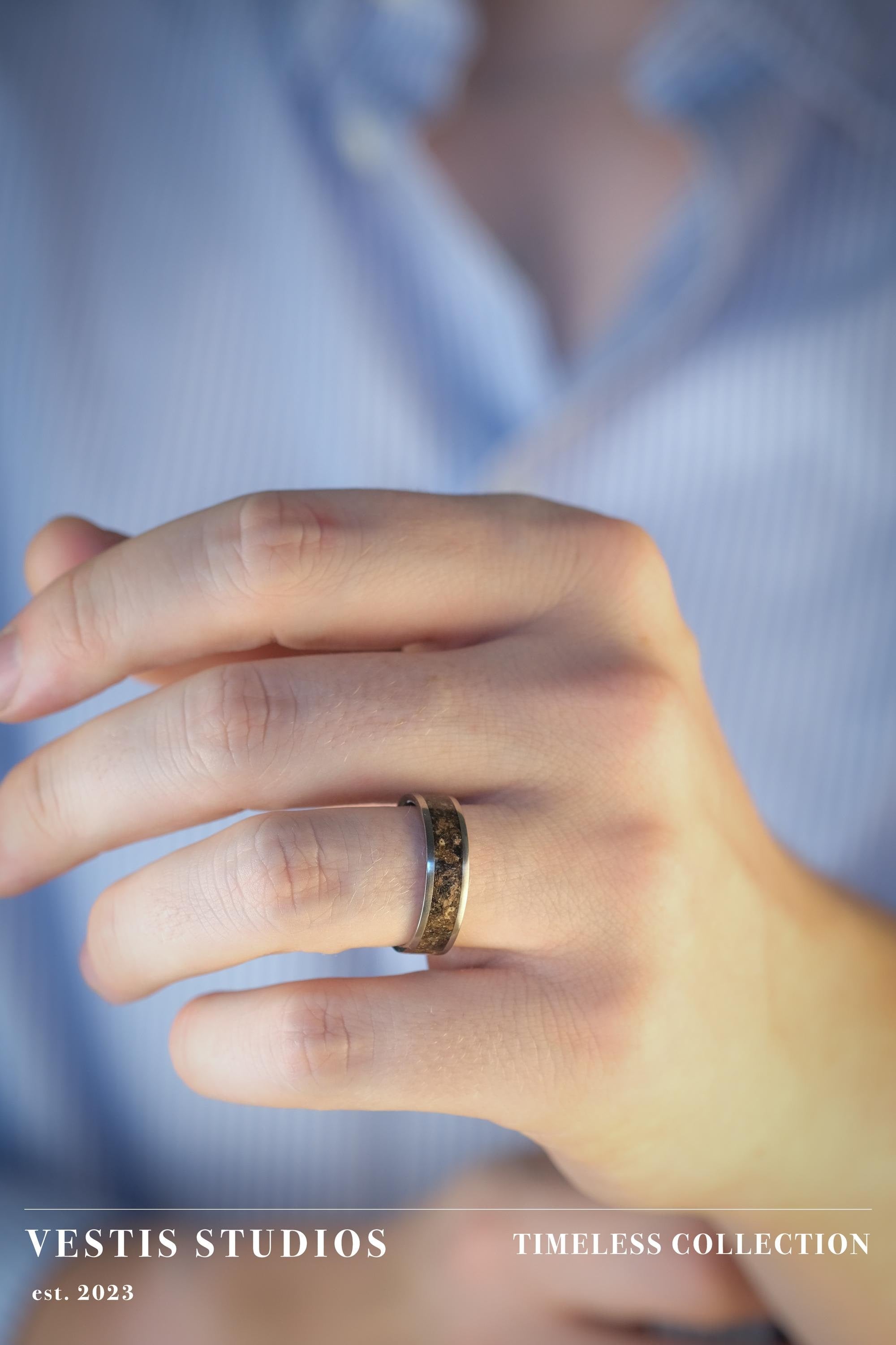 Hadrosaur Fossil Ring – Titanium