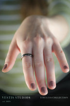 Diplodocus & Meteorite Fossil Wedding Ring Set – Tungsten