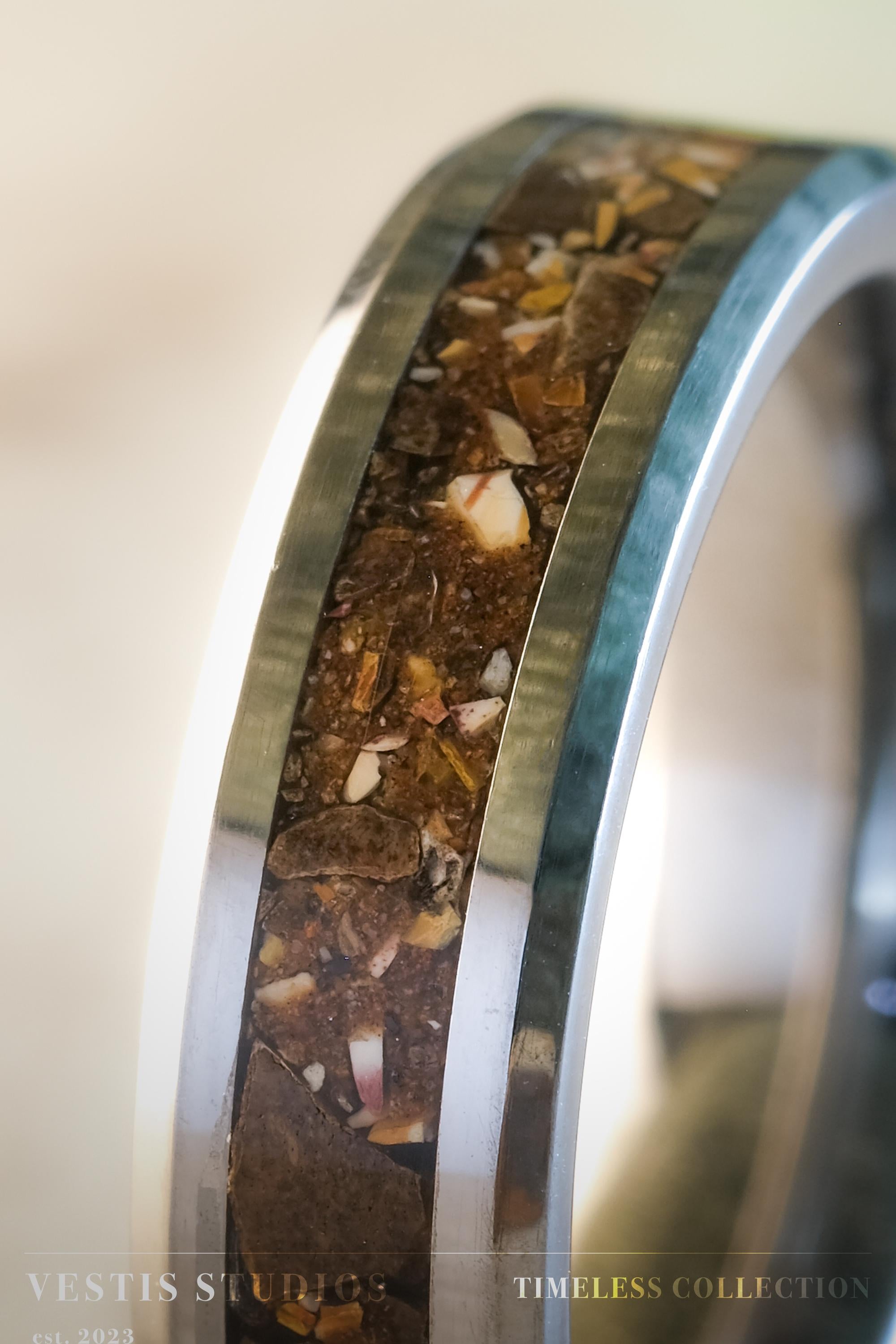 T. Rex, Triceratops & Spinosaurus Fossil Ring – Tungsten Carbide