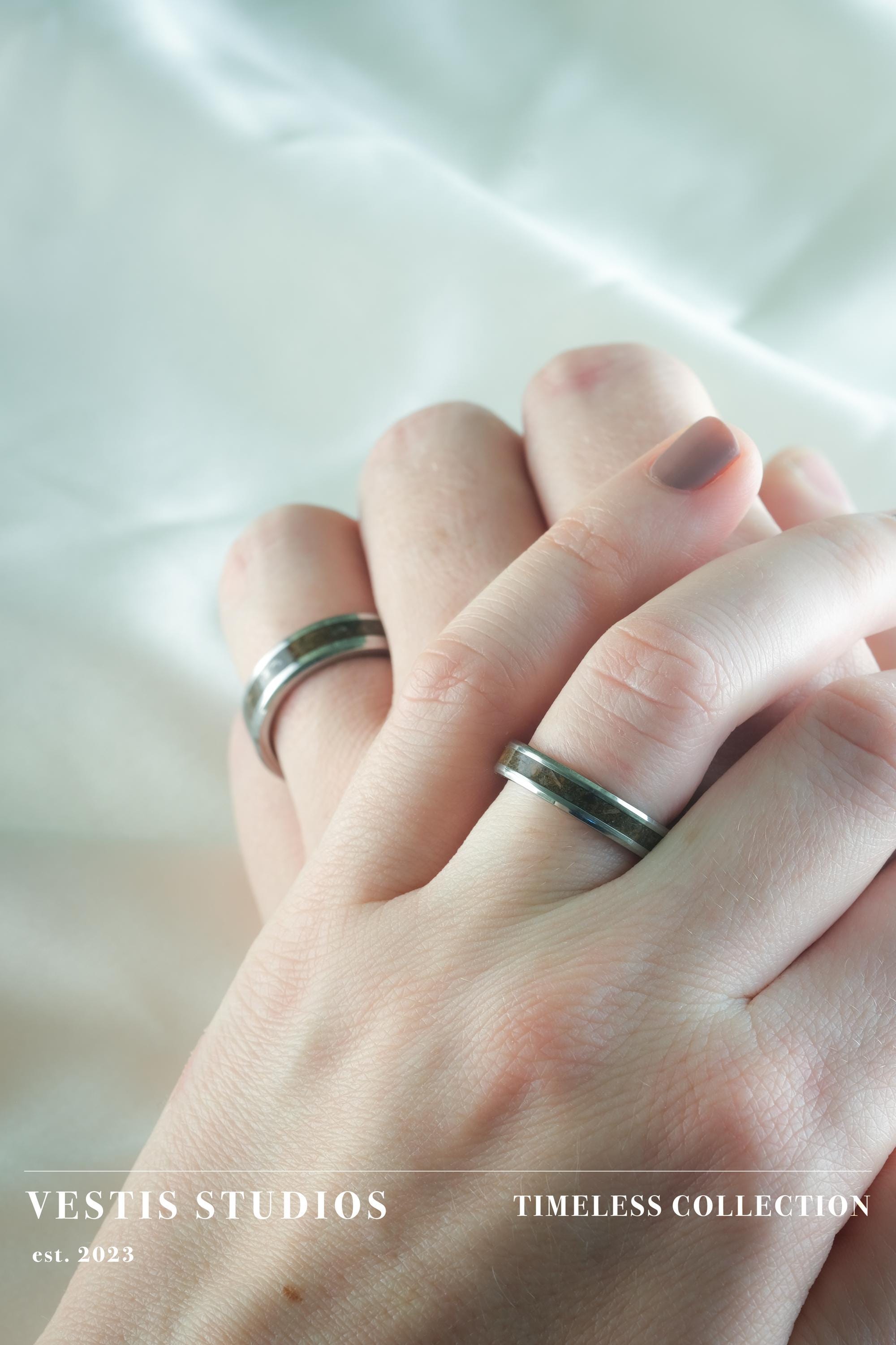 Raptor Fossil Wedding Ring Set – Tungsten