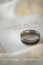 Diplodocus & Meteorite Fossil Ring – Titanium