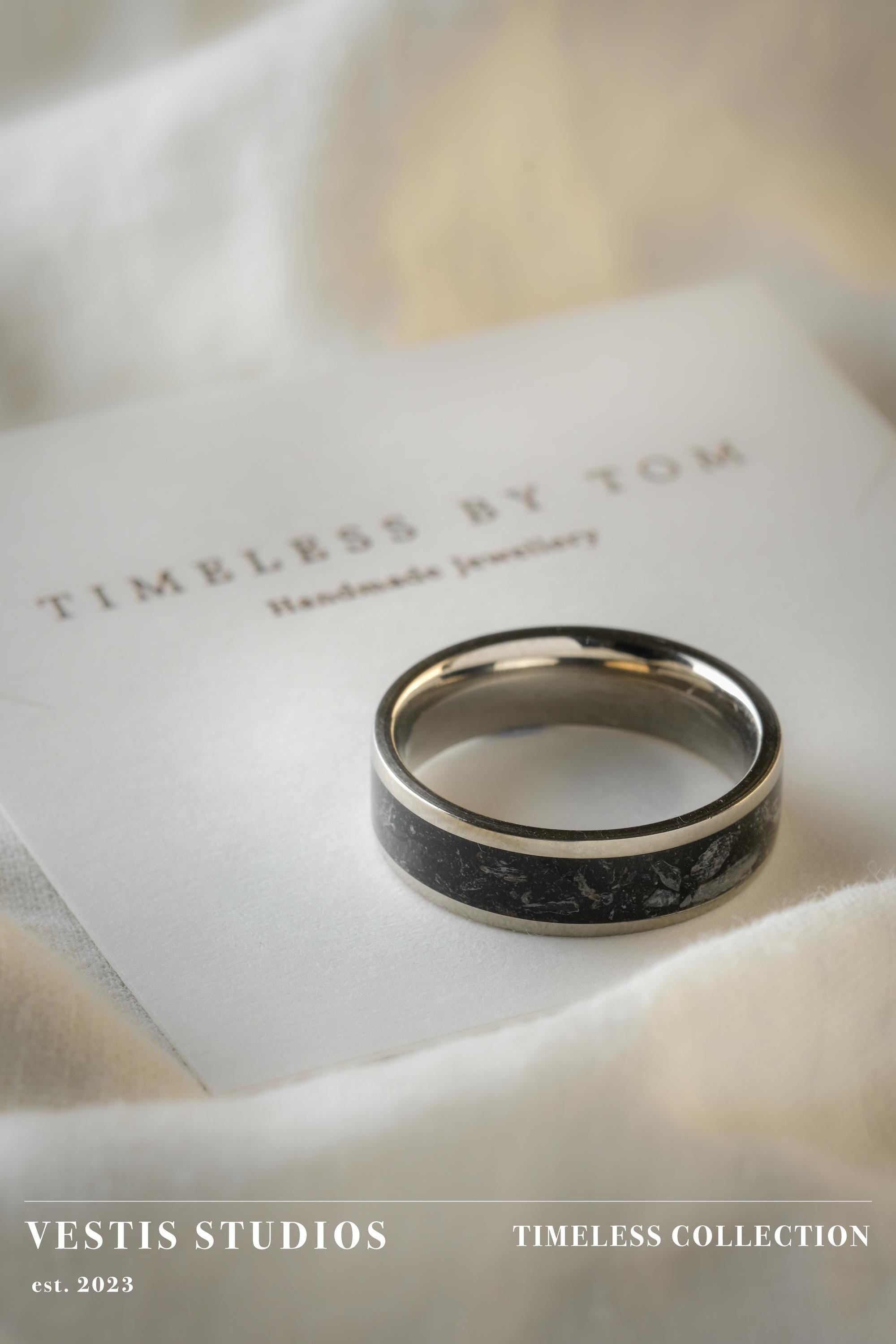 Diplodocus Fossil Ring – Titanium