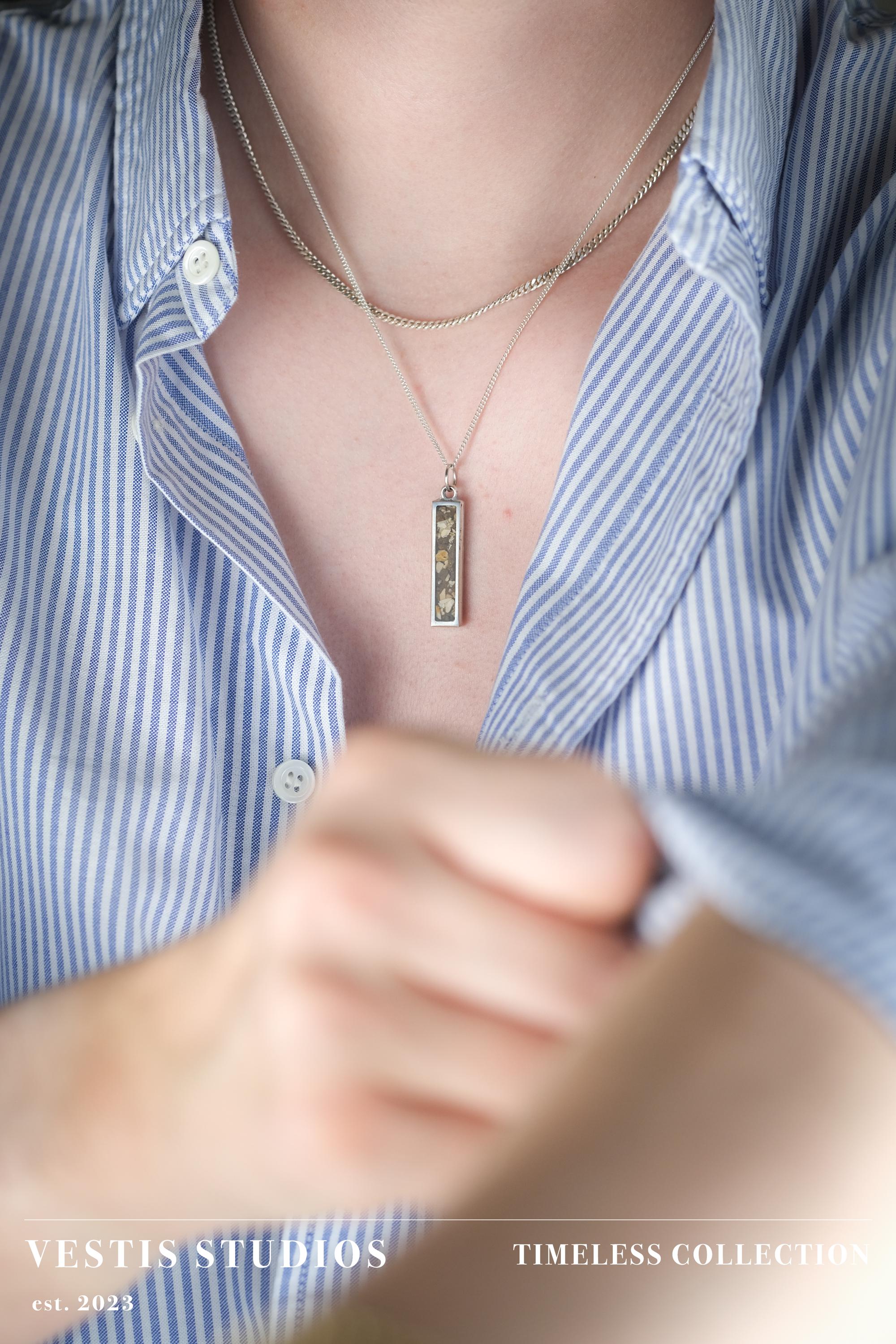 T. Rex, Triceratops & Spinosaurus Fossil Necklace – Plated Silver