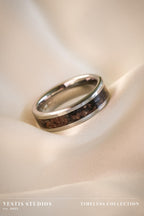 Diplodocus & Meteorite Fossil Wedding Ring Set – Tungsten